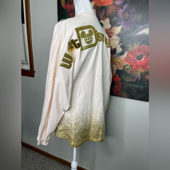 Disney WDW Golden Logo Pink & Gold Spirit Jersey Top L Limited Glittery Sprinkle - Picture 6 of 10